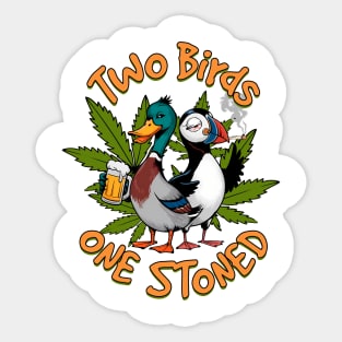 Cannabis Weed Lover Stoner Babe 420 Two Birds One Stoned Sticker
